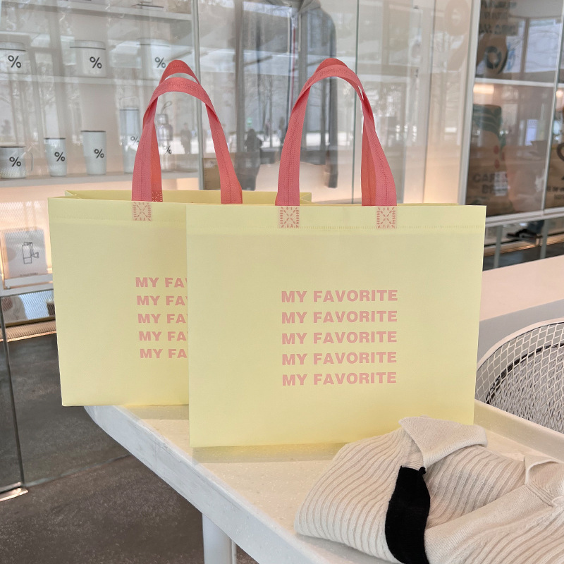 Ins Girl Cream Style Non-woven Bag Clothing Store Handbag Shopping Green Gift Bag Take-out Packaging New Material