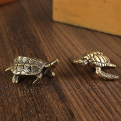 Desk decoration, home tea pet, auspicious symbol, wholesale handicraft gift, brass, finely crafted, solid, patina, longevity turtle