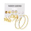Earrings from pearl, brand set, 9 pair, internet celebrity, European style