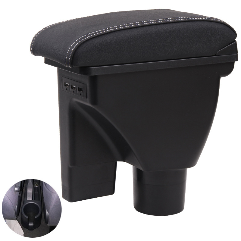 Box for HYUNDAI: Hyundai Armrest box - genuine-leather-black-white-line