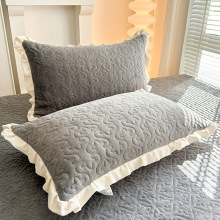 批发韩版花边牛奶绒枕套 48x74cm家用学生加绒保暖夹棉枕芯套单个