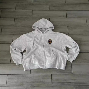 American Casual Loose Grey Cross-border E-commerce Autumn and Winter New Hooded Sweater suit Zipper Sweater Cardigan
