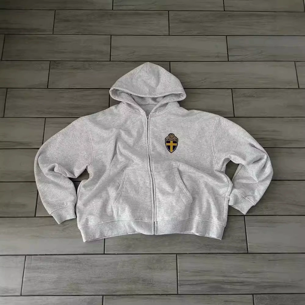 Американский повседневный свободный серый трансграничный электронной коммерции осень-зима новый свитер с капюшоном костюм кардиган на молнии