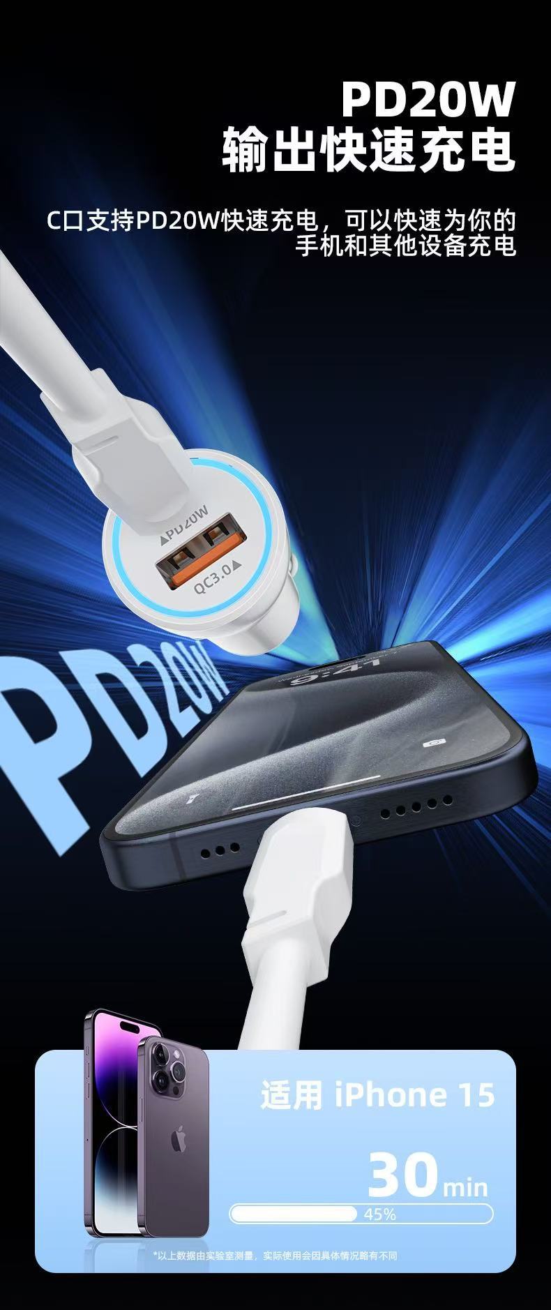 Cross-border super-fast charging multi-functional cigarette lighter adapter, dual-port, full-protocol 66W car charger