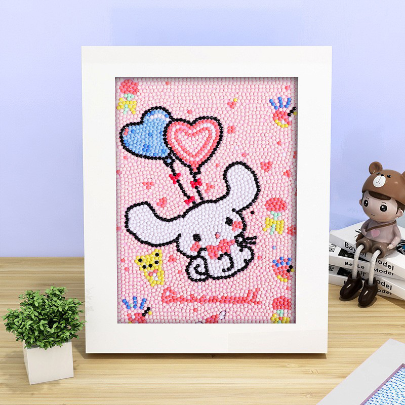 Pintura de diamante DIY con marco de fotos para enviar lleno de diamantes y pintura de diamantes para hacer pintura al óleo de dibujos animados educativos para niños 2024 ladrillo pegajoso y diamantes brillantes