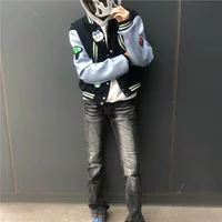 Kikokostadinov ограниченный синий рукав Короткий бейсбольный костюм Kiko High Street Cleanfit пара куртка
