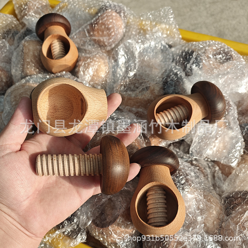 かわいい木製クルミクリップクリエイティブキノコクルミクリップナッツドライフルーツ手作り実木鉗子木製知育遊び|undefined