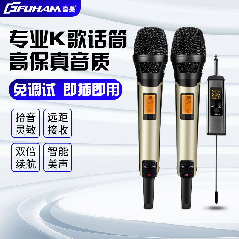 Wireless Microphone U-segment One-to-two KTV Professional Home KTV Stage Performance Anti-sharing Noise Reduction Handheld Microphone