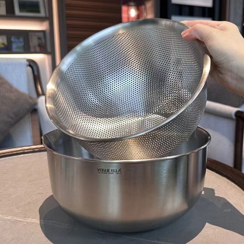 316 Stainless Steel Basin, Vegetable Washing Basin, Draining Basket, Household Egg-Beating and Dough-Kneading Tool, Kitchen Rice Washing Sieve, Rice Washing Gadget, Water Filtering Basket 316 Stainless Steel Basin, Vegetable Washing Basin, Draining Basket, Household Egg-Beating and Dough-Kneading Tool, Kitchen Rice Washing Sieve, Rice Washing Gadget, Water Filtering Basket
