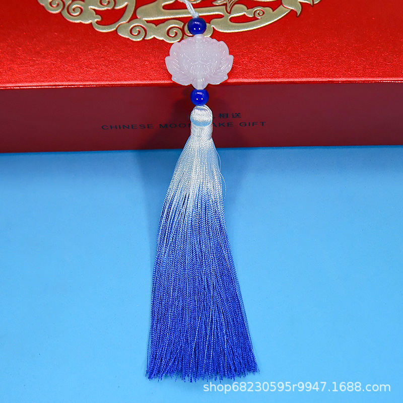 White Jade Lotus Gradient Tassel [Sapphire Blue] 1 piece