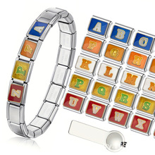 不锈钢意大利配件DIY可拆卸首字母模块手链Letter Charm Bracelet