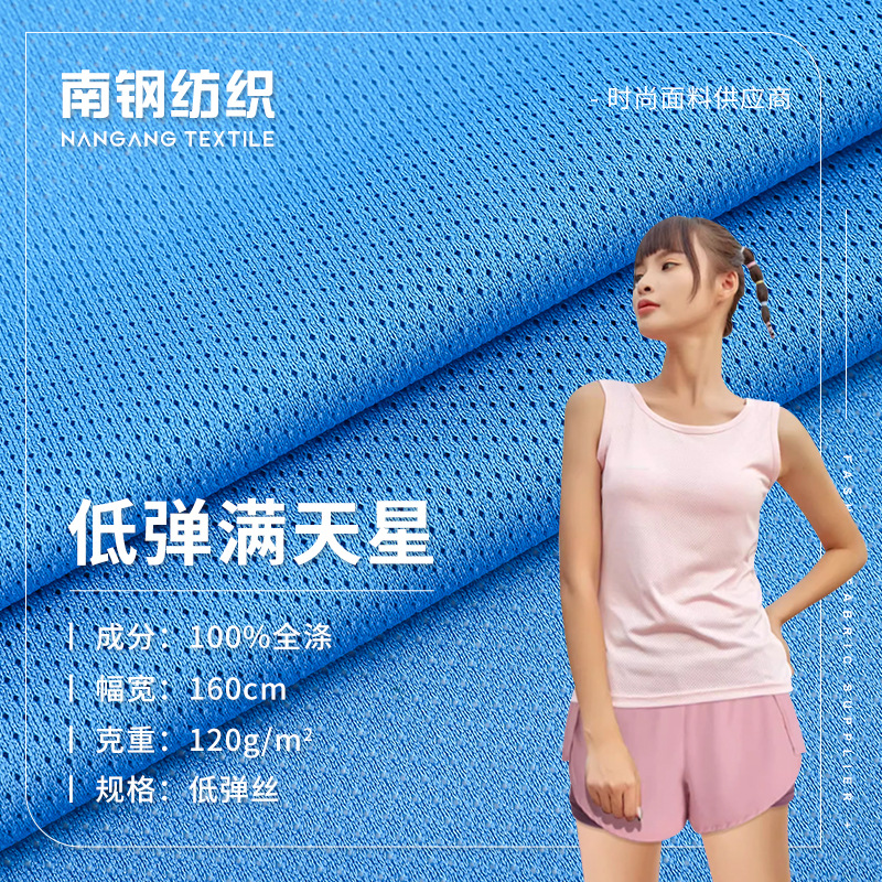 现货低弹满天星洞洞网眼布 120gT恤背心篮球运动坐垫针织网眼面料