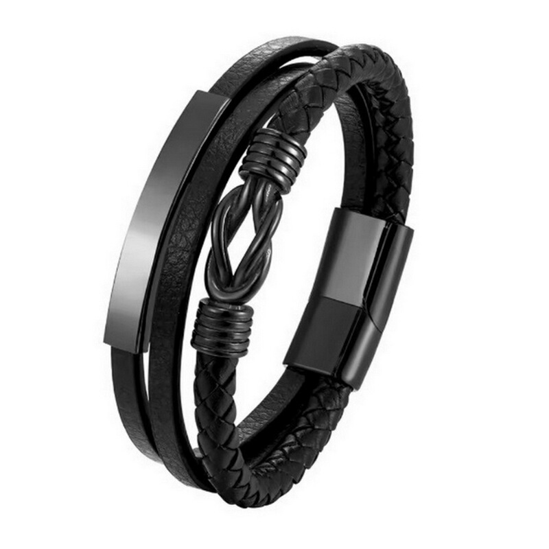 European and American Retro Punk Three-Layer Woven Bracelet Unlimited 8-Word Glamour Men's Leather Bracelet Premium Bracelet