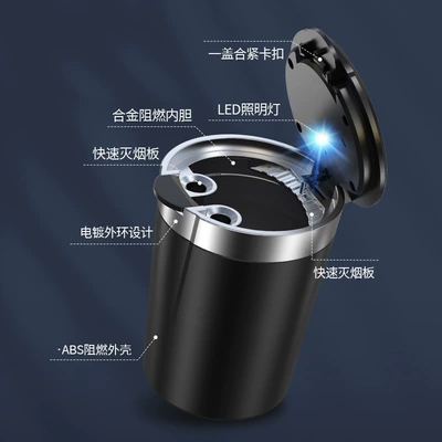 Ashtray with Metal Liner, Prevents: Car ashtray