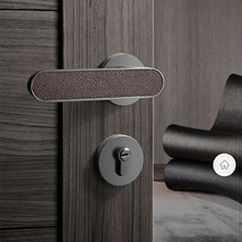 北欧门锁室内卧室静音门锁现代简约房门锁黑灰分体门锁皮纹门锁