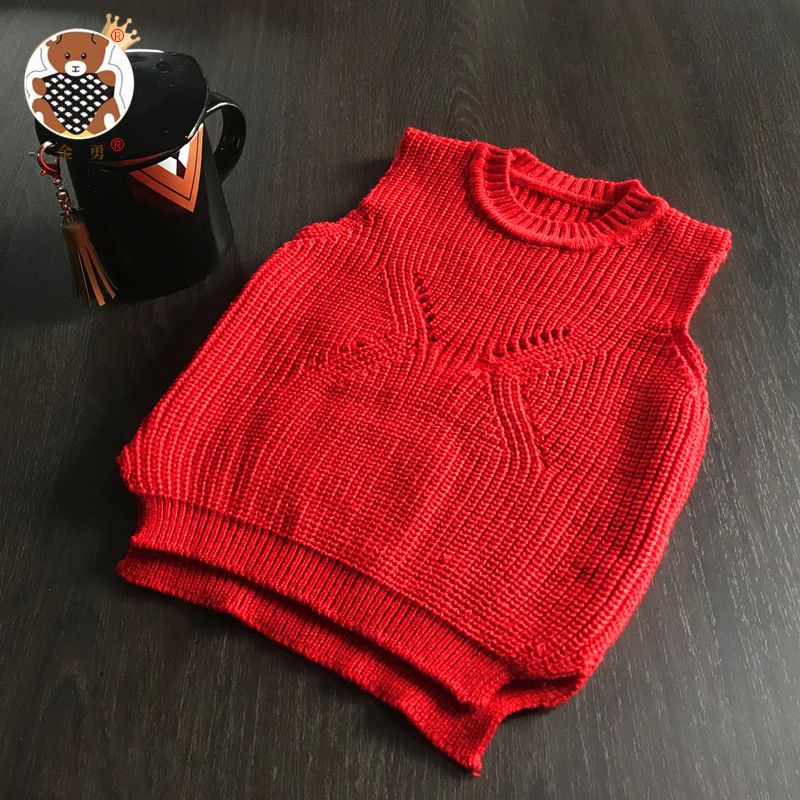 Entrega de una pieza [Jin Yong] Chaleco de punto para niños chaleco de lana para bebés suéter de color sólido para niños nuevos