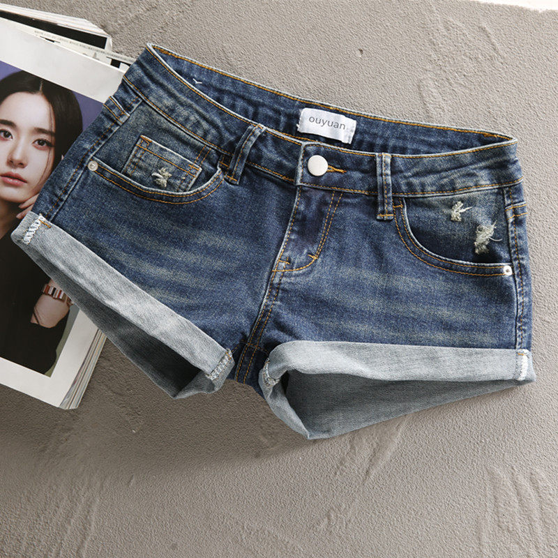 Low-Waisted Denim Shorts for Women, Slim Fit, Stretchy, Hip-Hugging, Sexy Ultra-Short 2026 Summer Rolled Hem Petite Boot Shorts