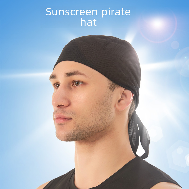 Summer Outdoor Cycling Pirate Hat Quick-Drying Sports Turban Moisture-Wicking Breathable Sun Protection Hood Running Fishing Hat
