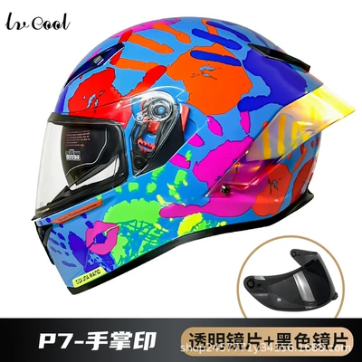 Motosiklet kaskı (dəbilqə) – Dpt Electric Vehicle Riding Helmet - p7-palm-print-with-transparent-black-lens-m