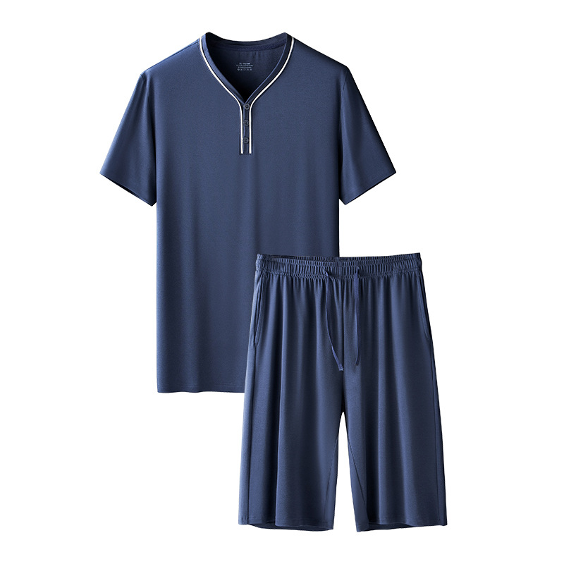 [Disfrute de la sedosa] 80 pijamas modales de doble cara para hombre de primavera y verano, pantalones cortos delgados de manga corta, servicio a domicilio