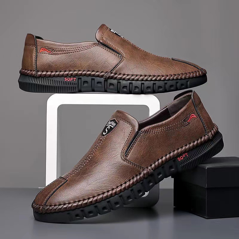 Zapatos de cuero sin cordones para hombre, zapatos de conducir con suela blanda para negocios, zapatos casuales versátiles para hombre, zapatos cómodos sin cordones para hombre al por mayor image 3