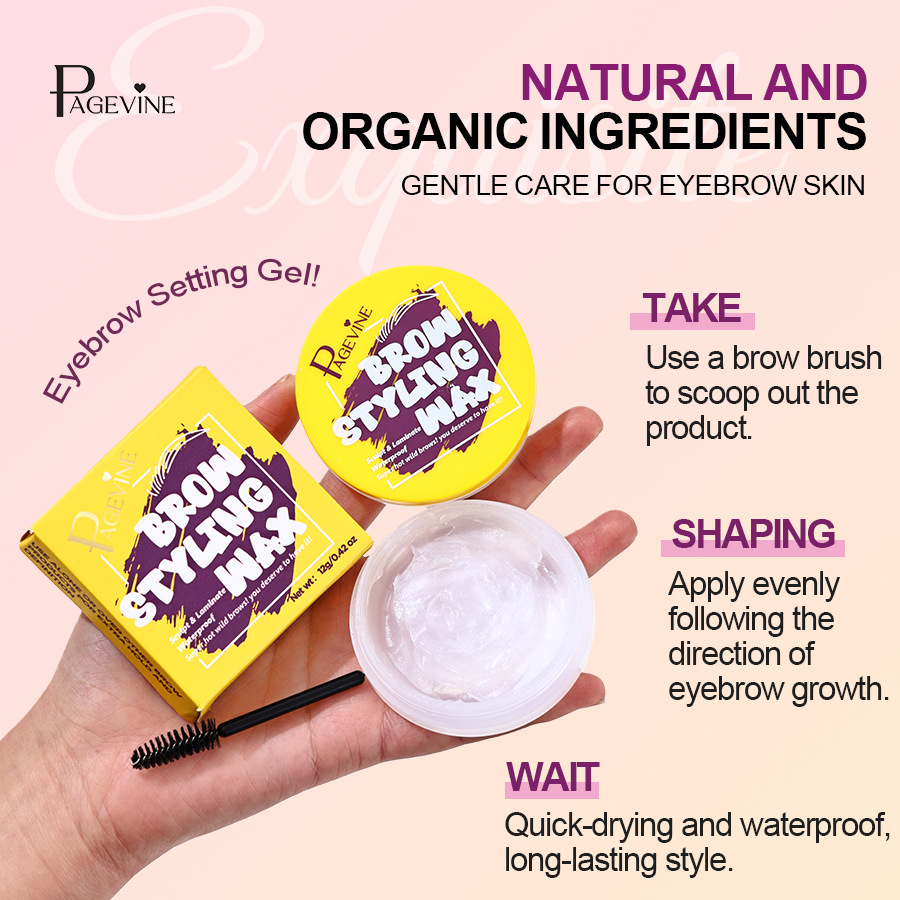 Cross-border PAGE VINE Eyebrow Styling jabón incolor, transparente, refrescante y duradero, cejas naturales, cejas con cepillo.