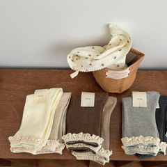 甜美少女棉布花邊堆堆襪芭蕾風ins日系雙針中筒襪韓系百搭小皮鞋