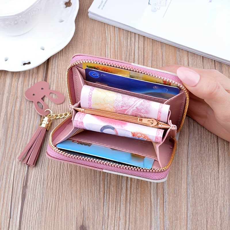 New Zero dame kort mini glidelåslommebok med kvast, moderne koreansk utgave, skjøtet fargekortveske_voghion.com