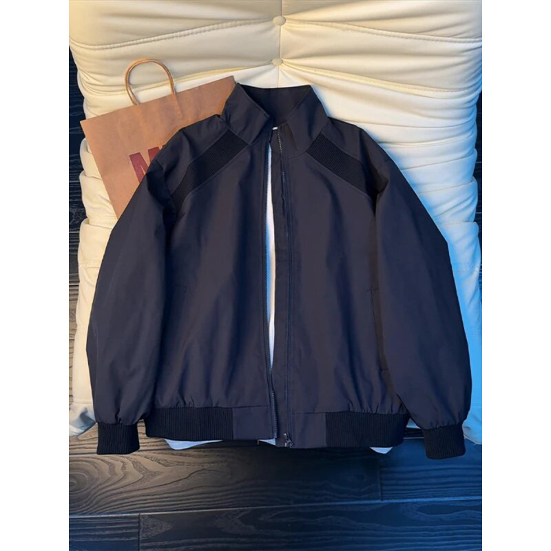 Cleanfit Deconstructed Patchwork Flight Jacket for Men, Spring and Autumn Season, American Style Heavy-Duty Stand Collar Softshell Outdoor Jacket Cleanfit Deconstructed Patchwork Flight Jacket for Men, Spring and Autumn Season, American Style Heavy-Duty Stand Collar Softshell Outdoor Jacket