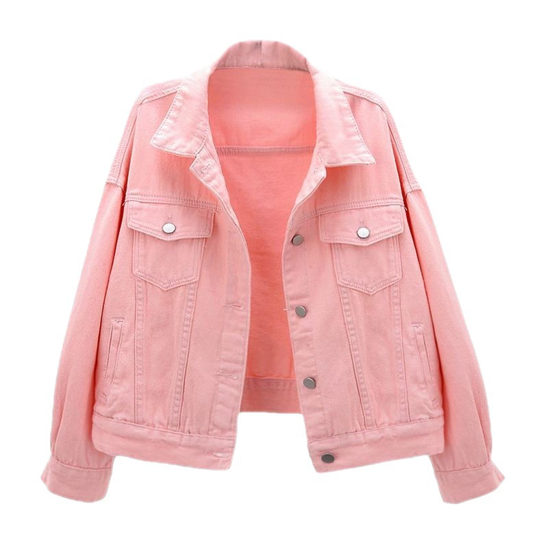 Jacket, denim short long-sleeve for students, Korean style