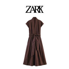ZARK 欧美新款时尚气质府绸打褶连衣裙 跨境外贸女装批发 2124588