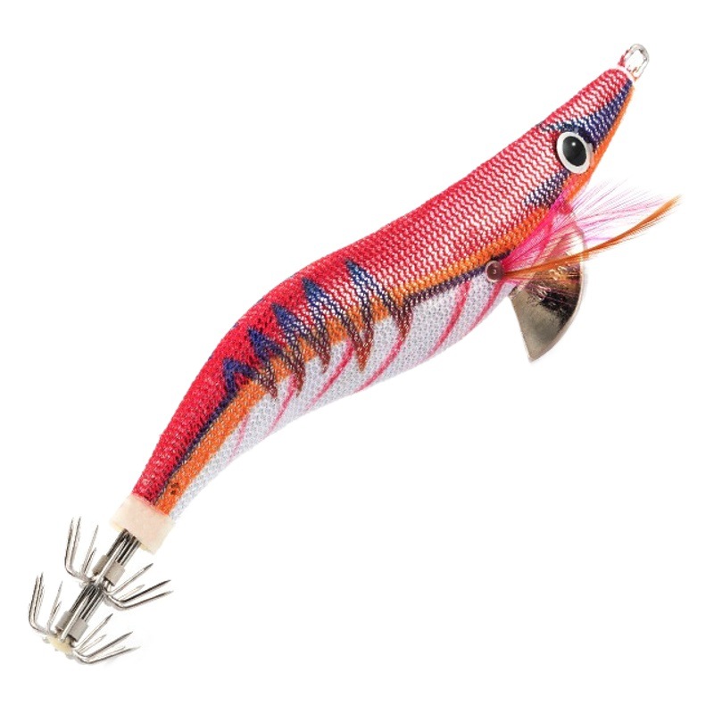 LT130818 Luya madera Camarón luminoso falso cebo rayo patrón 3D simulación ojo pulpo cebo