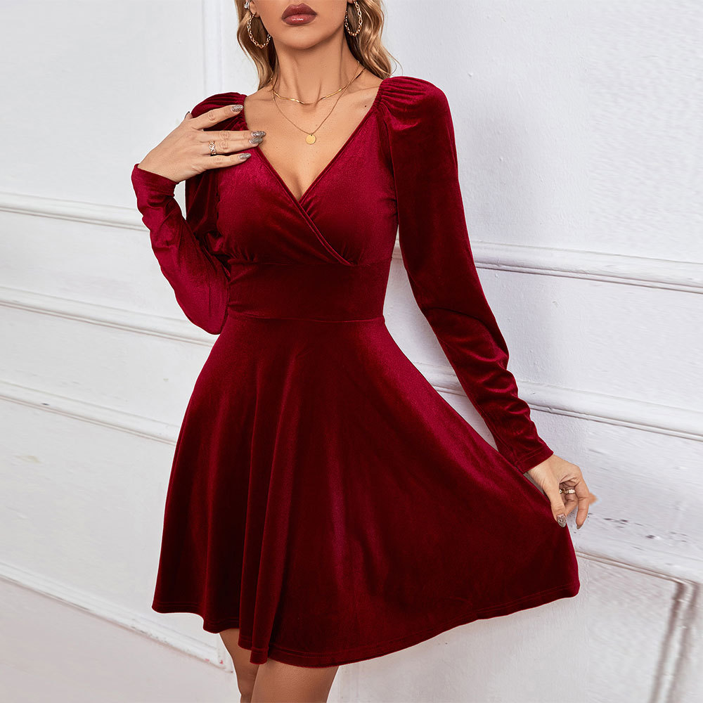 Women's V-Neck Party A-Line Dress