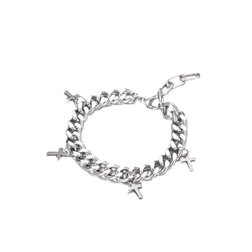 Titanium steel cross Cuban bracelet for men and women trendy cold breeze hip-hop couple accessories matching couple style