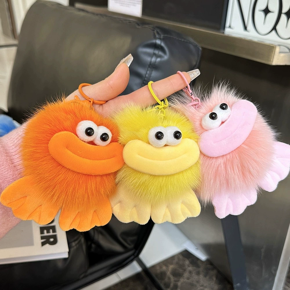Симпатичная шерстяная колбаса брелок фиса шерстяной шар уродливый милый плюшевый рюкзак сумка забавный аксессуар для ключей
