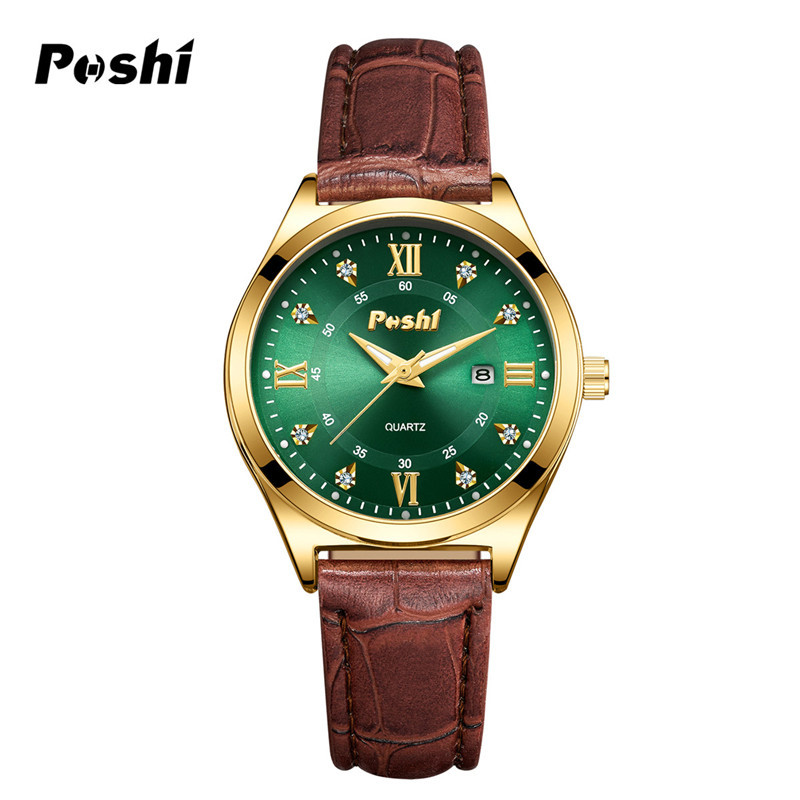 Comercio exterior transfronterizo hombres negocios reloj de cuarzo POSHI marca moda luminosa impermeable doble calendario reloj de mujer