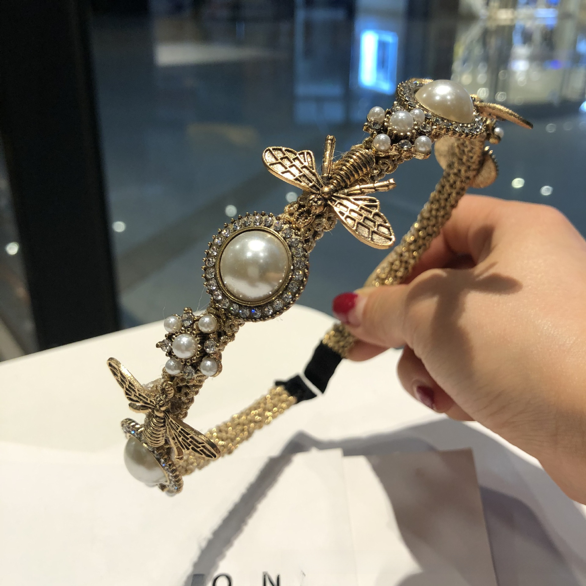 韓國珍珠發箍女韓版小香風外出壓發復古頭箍法式髮飾森系細邊發卡