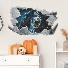 外貿萬聖節驚悚破牆喪屍臥室玄關家居裝飾牆貼貼紙自粘批發跨境