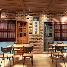 韩式烤肉墙纸餐厅火锅店装修壁画韩国泡菜料理店壁纸街头背景墙布