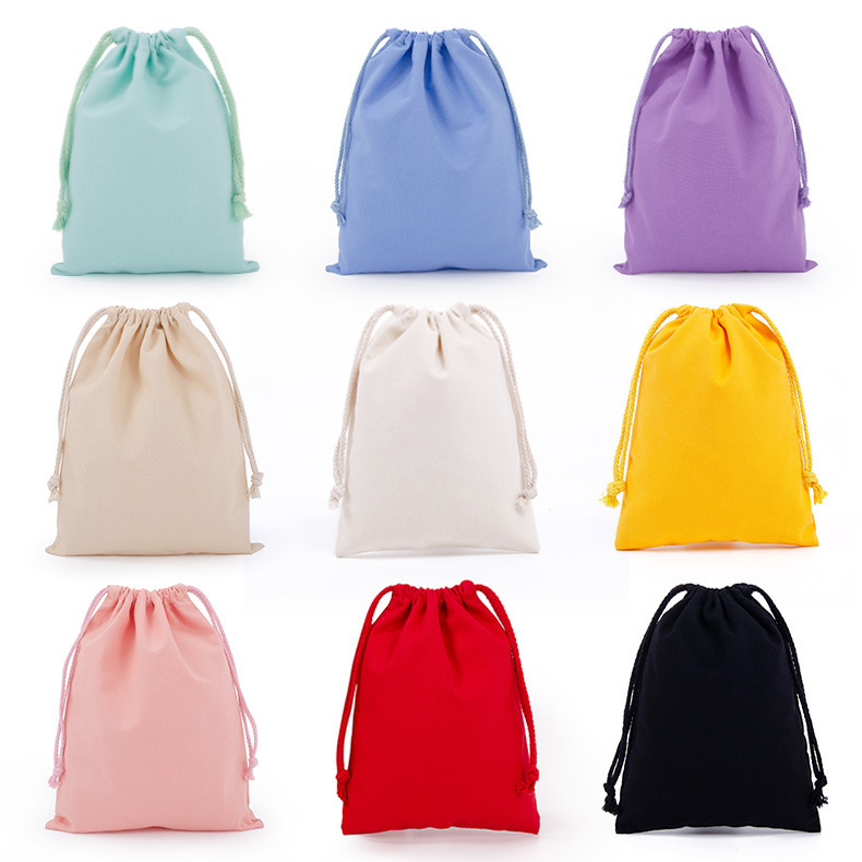 Wholesale Blank Ready-Made Drawstring Cotton Bags White Cotton Drawstring Bags Custom Environmentally Friendly Packaging Canvas Storage Bags