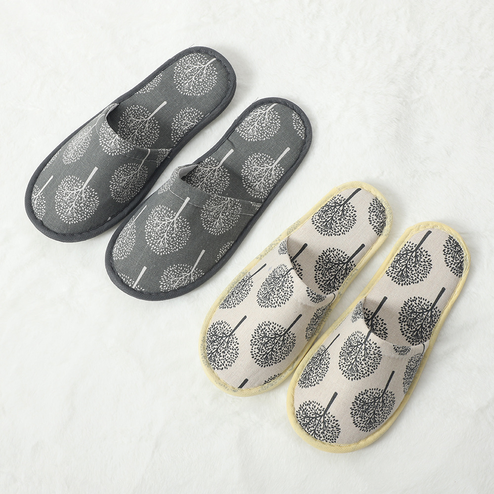 印花帆布拖鞋