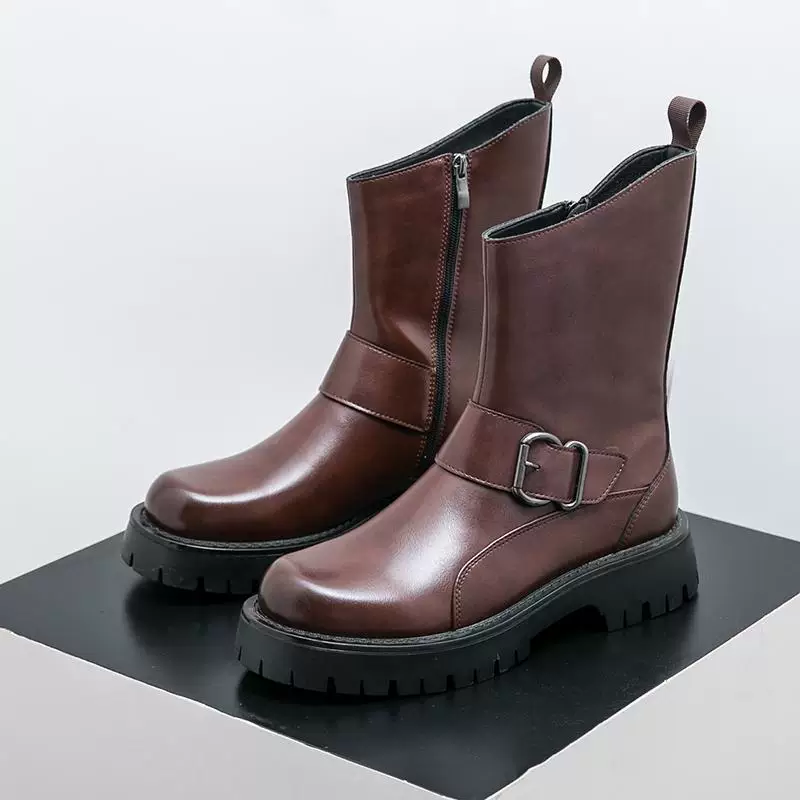 Ботинки (Martens) высокие челси на платформе, английский стиль, массивная подошва