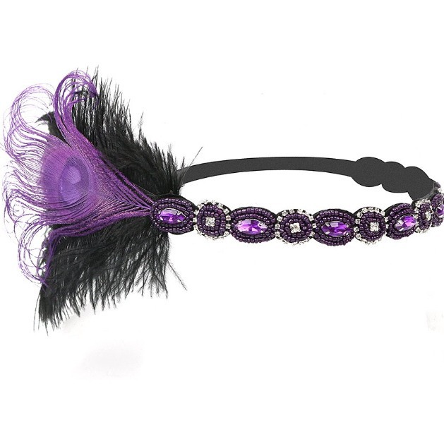Tocado de plumas de los años 2020 rugiendo accesorios femeninos de los años 20 con diadema de Gatsby al por mayor