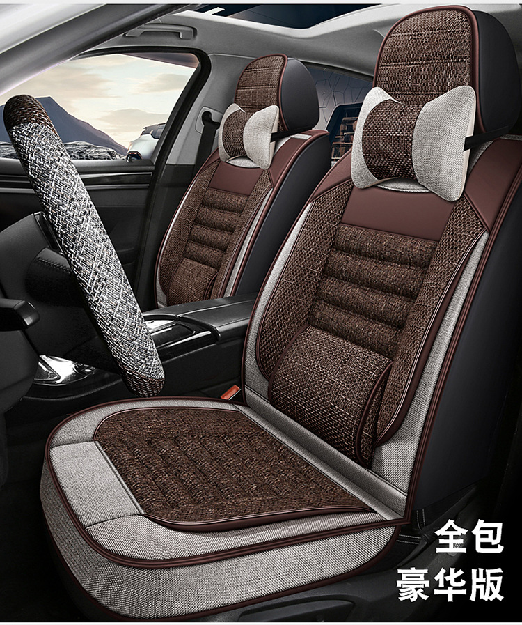 Wholesale All-Inclusive Car Seat Covers, Universal for All Seasons, Anti-Linen Fabric, Full Set of Breathable Car Seat Cushion Covers