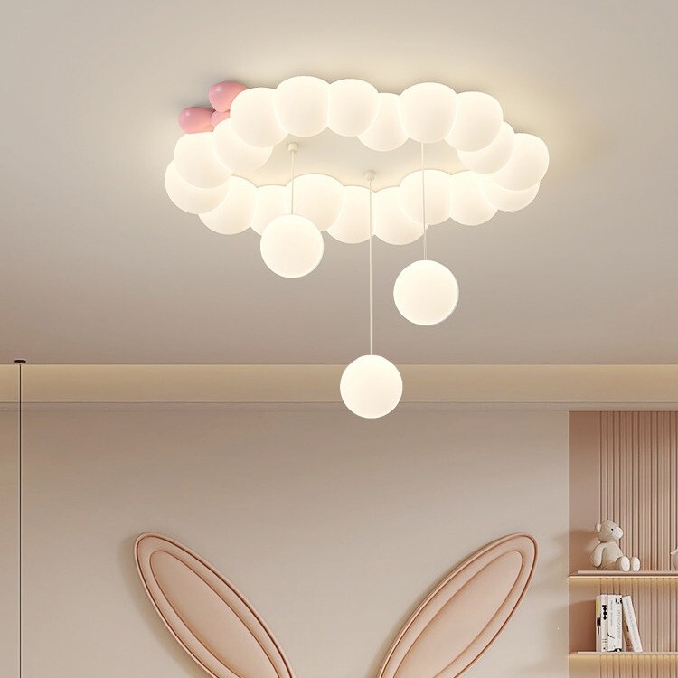 Cream-colored children's bedroom ceiling light, cloud-shaped, full-spectrum, eye-protecting, bubble ball design, suitable for girls' princess rooms Cream-colored children's bedroom ceiling light, cloud-shaped, full-spectrum, eye-protecting, bubble ball design, suitable for girls' princess rooms