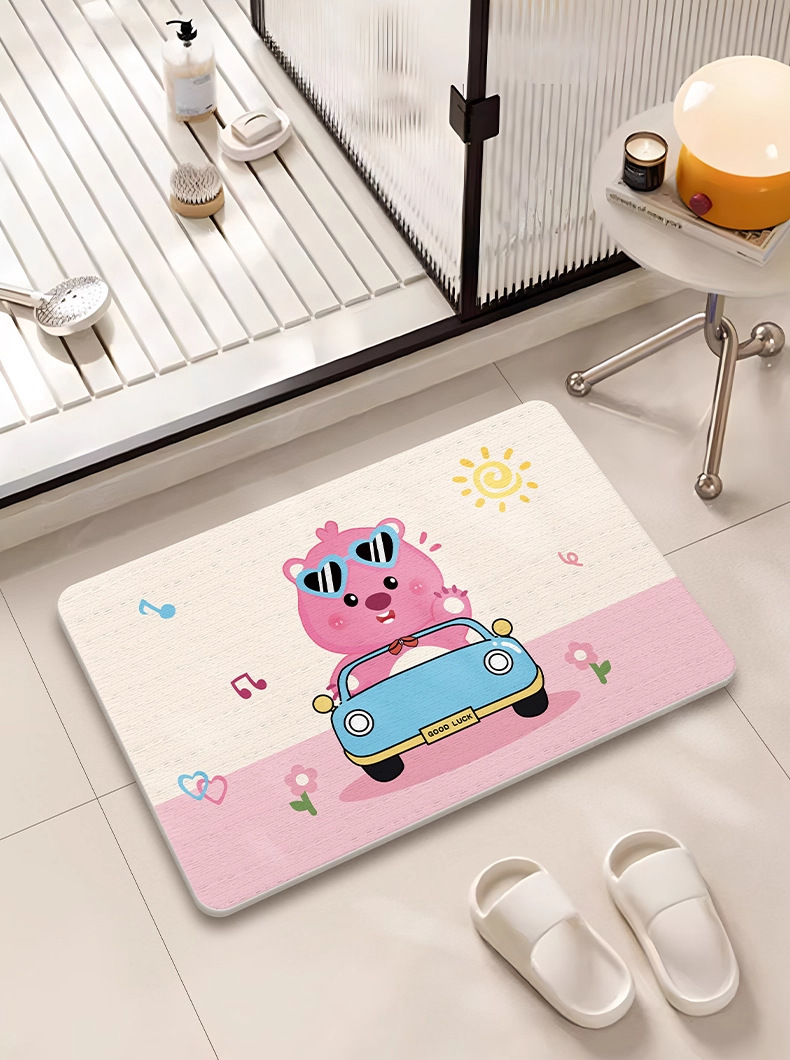 New Cartoon Hard Diatom Mud Bathroom Floor Mat Shower Room Door Absorbent Quick-Drying Carpet Bathroom Non-Slip Foot Mat
