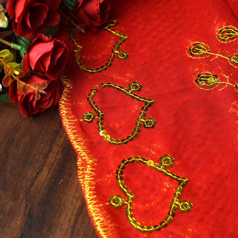 New Product Wedding Veil Brides Peacock Sequin Red Veil Bridal Headpiece Red Chinese Wedding Ceremony Veil Wholesale