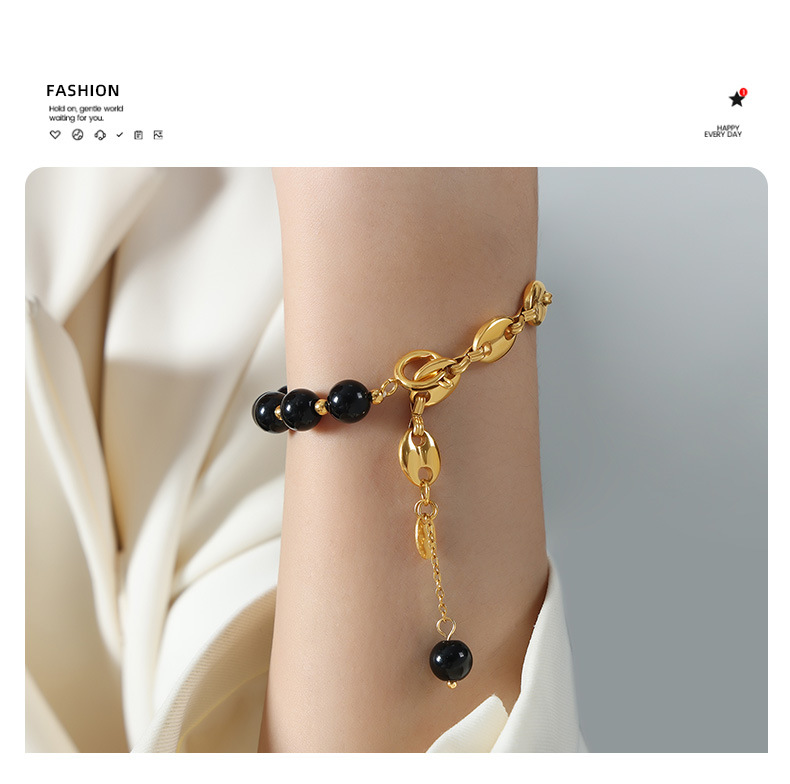 Stone-Free Inlay Material Bracelets Classification Elegant Fashion Geometric Freshwater Pearl Agate Copper Beaded Plating Bracelets