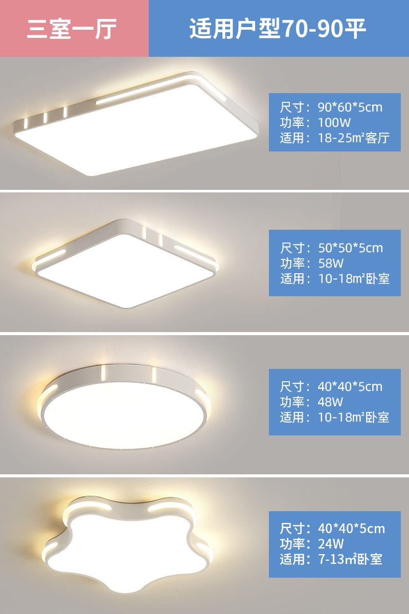 패키지 4 - 침실 3개와 거실 1개 - 풀 세트(무한 조광 가능) Mijia Xiaoai 동급생 지원 + 벨트