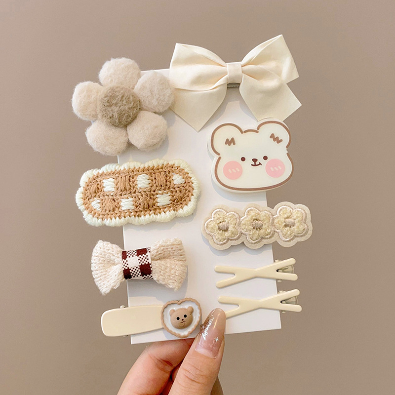 Accesorios para el cabello para niños, café con leche, horquilla, otoño e invierno, nuevas niñas, sin daño, horquilla de felpa, lindo sombrero de clip lateral para bebé